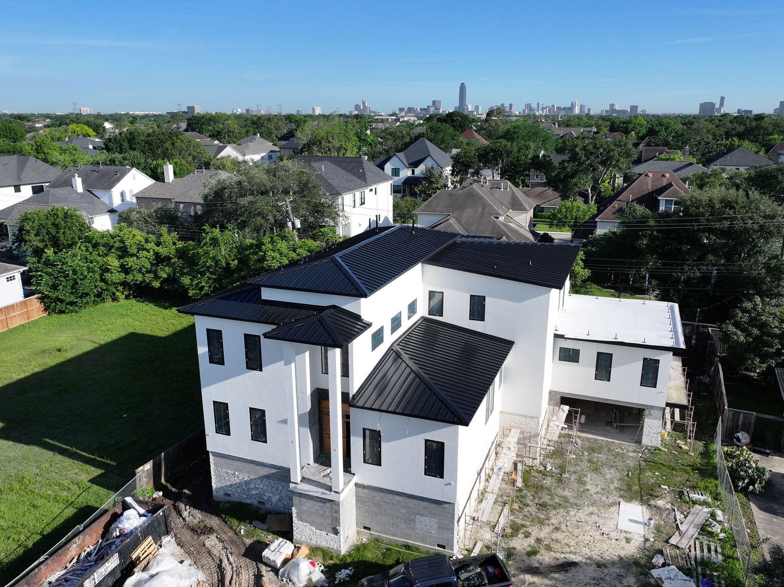 Standing seam metal roof on a custom home